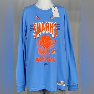 New Large Nike Air Graphic Longsleeved Blue Orange T-shirt Just Do It Sharks